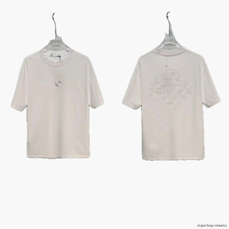 Louis Vuitton Monogram Embroidered Trendy Style White T-Shirt