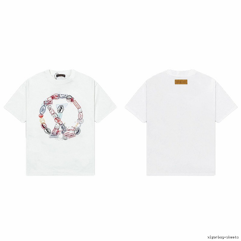 Louis Vuitton Postmark Print Vintage Style White T-Shirt