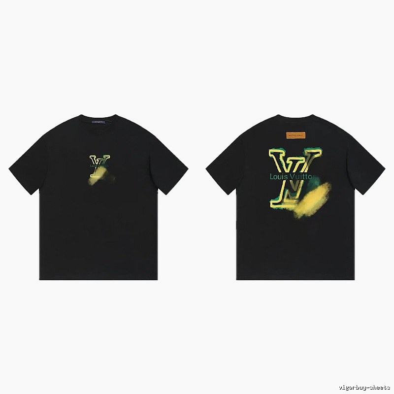 Louis Vuitton Spray-painted Trendy Style Black T-Shirt