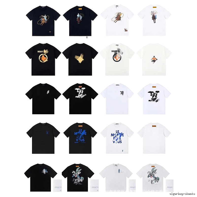Louis Vuitton Streetwear Printed Black and White Short-sleeve T-shirt