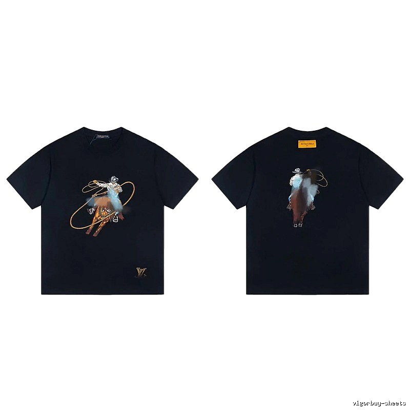 Louis Vuitton Western Cowboy Vintage Style Black T-Shirt