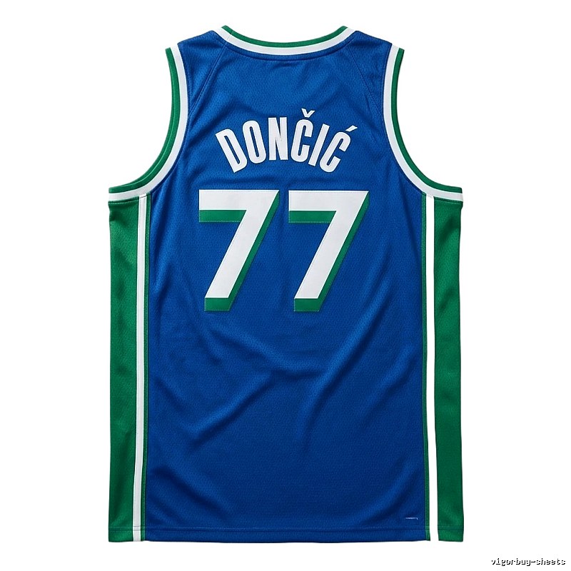 Luka Doncic's No. 77 blue-green basketball jersey