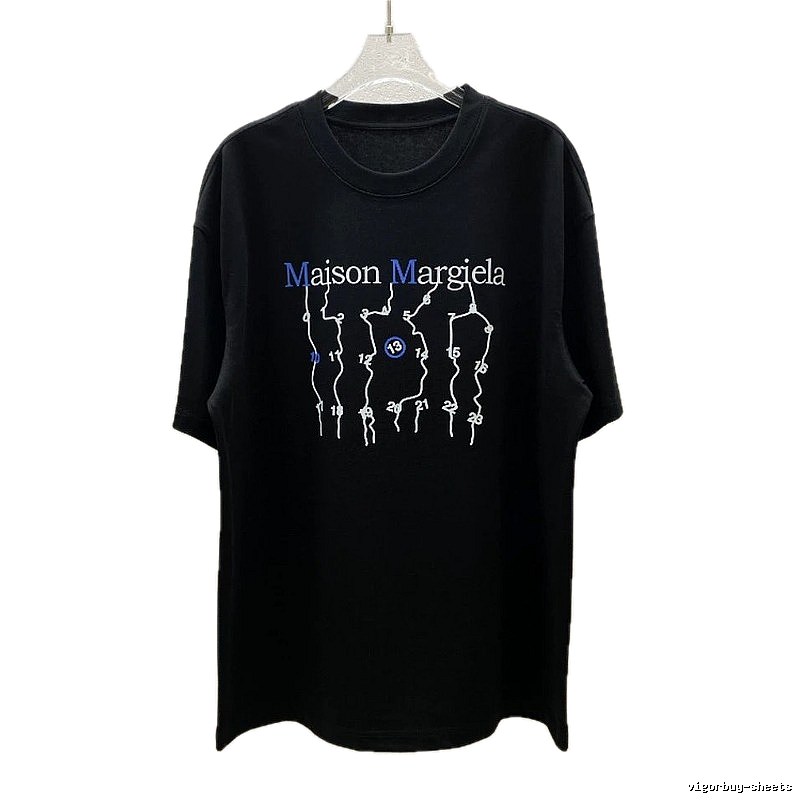 Maison Margiela Digital Embroidery Trendy Black T-Shirt