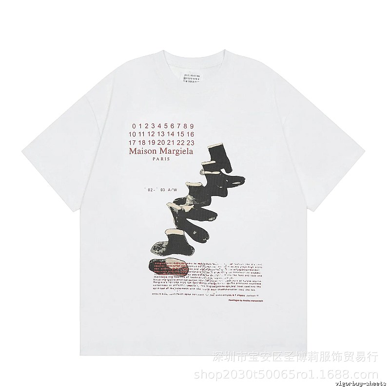 Maison Margiela Printed Vintage Style White T-Shirt