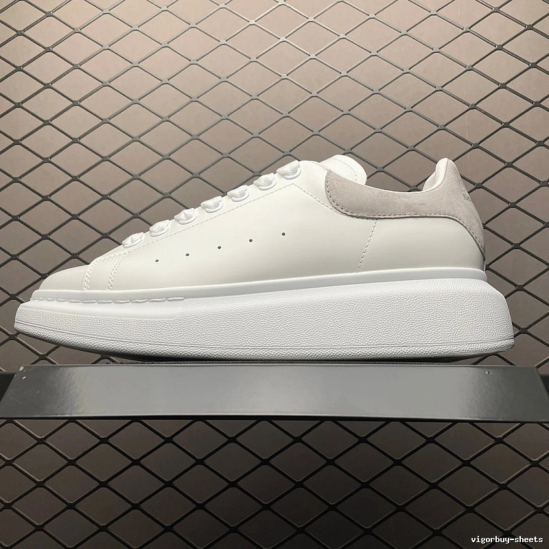 McQueen Oversized Sneakers, Clean Lace Panel in White and Taupe