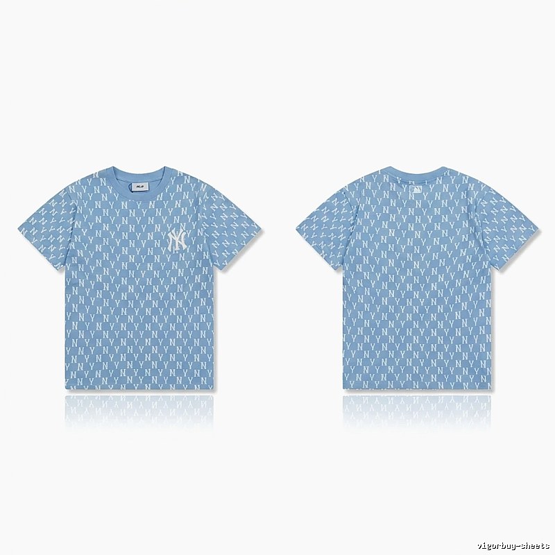 MLB full - print style light blue T - shirt