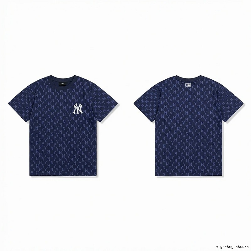 MLB full - print style navy blue T - shirt