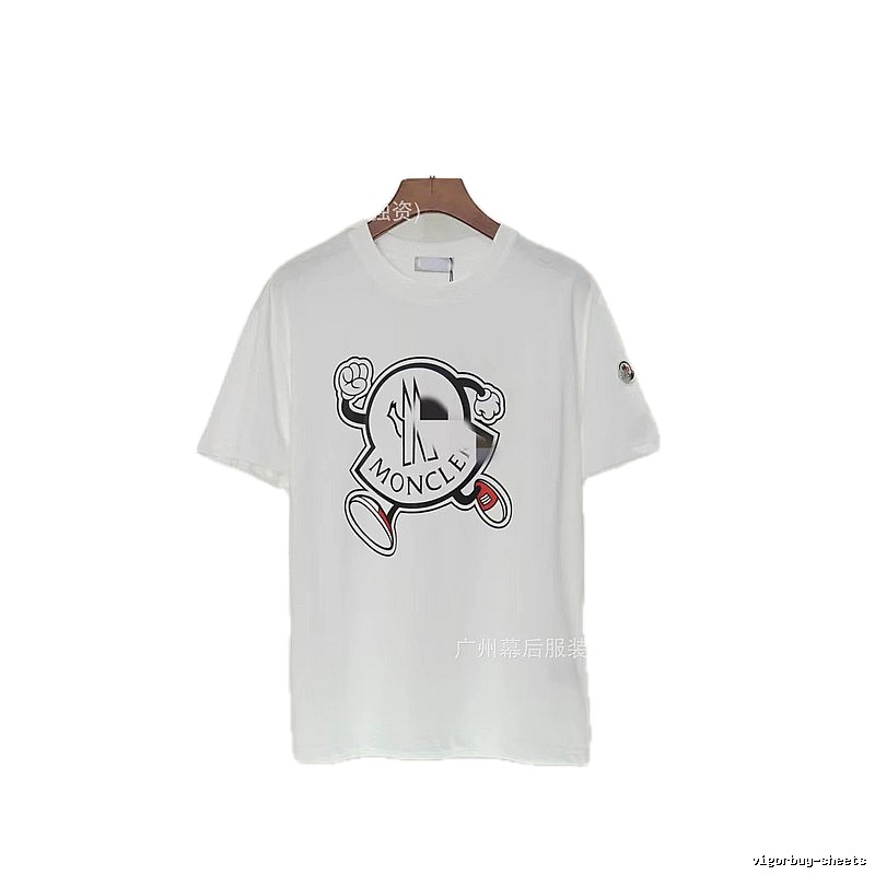 Moncler Cartoon Print Casual Style White T-Shirt