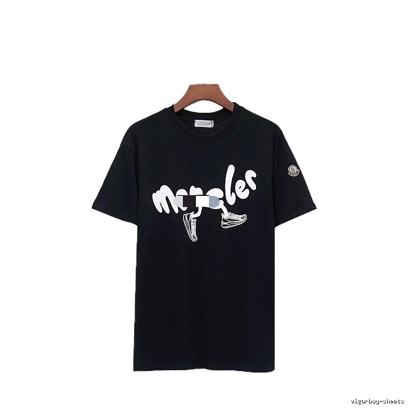 Moncler Casual Printed Black Short Sleeve T-Shirt