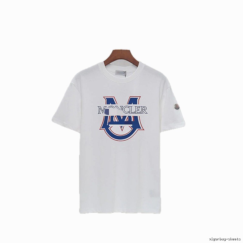 Moncler Large M Printed Casual Style White T-Shirt