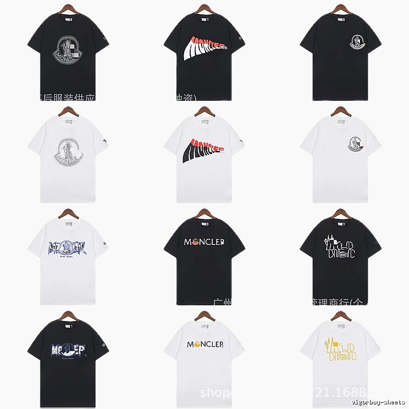 Moncler Logo Printed Trendy Black & White Short-Sleeve T-Shirt