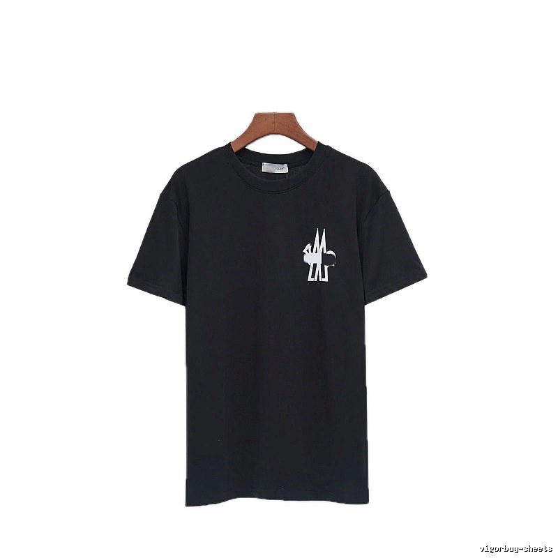 Moncler Print Collection Casual Style Black T-Shirt