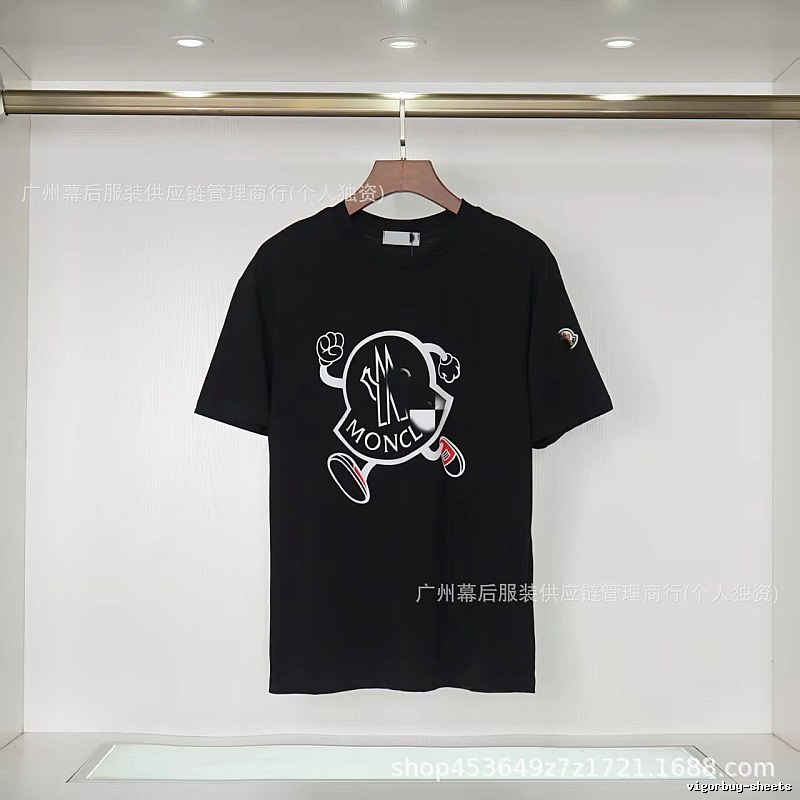 Moncler Trendy Black Cartoon Print Short-sleeved T-shirt