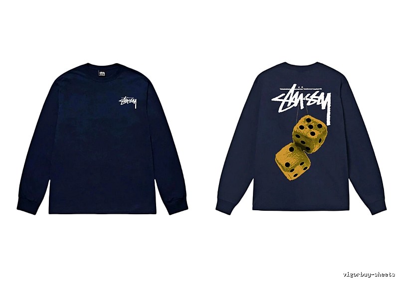 Navy long-sleeved shirt with Stussy dice print
