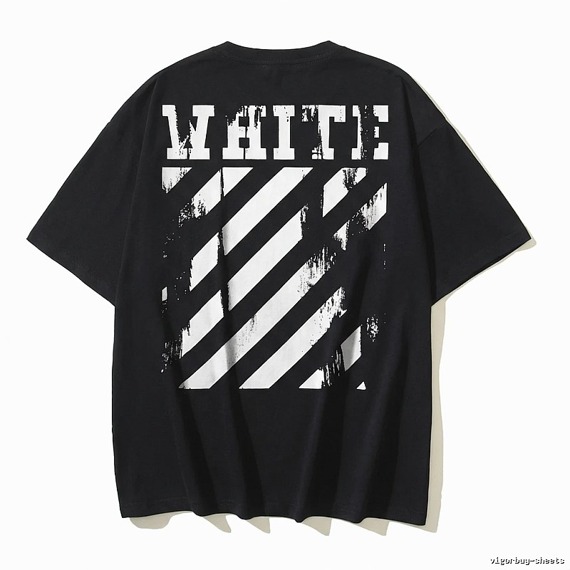 Off-White striped-style black T-shirt