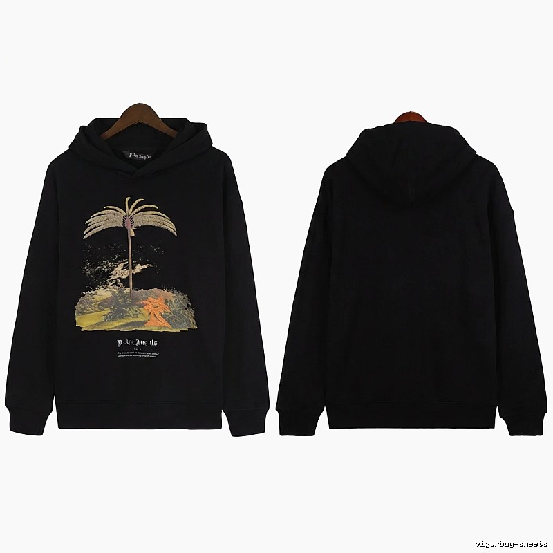Palm Angels Palm Print Style Black Sweatshirt