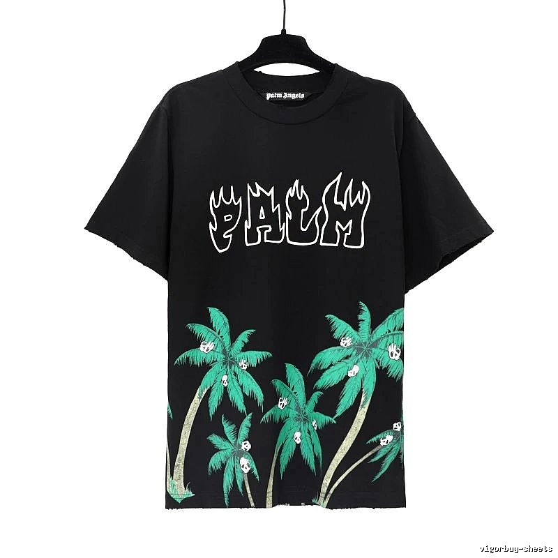 Palm Angels Premium Style Logo T-shirt White Palm Tree for Resort Outfits