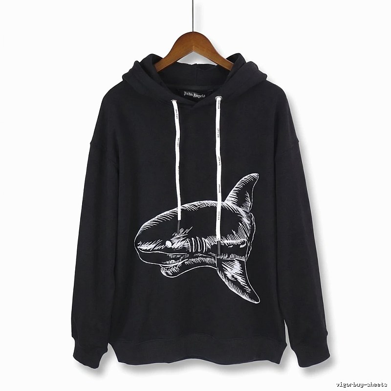 Palm Angels Shark Print Black Hoodie