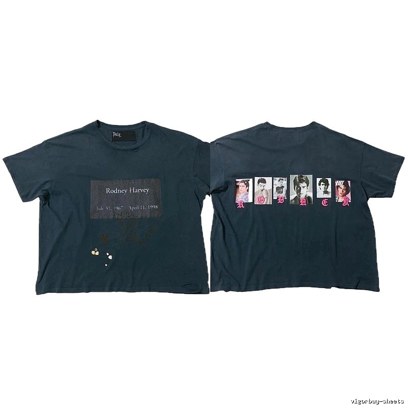 Paly Hollywood Distressed Portrait Print Navy Blue T-Shirt