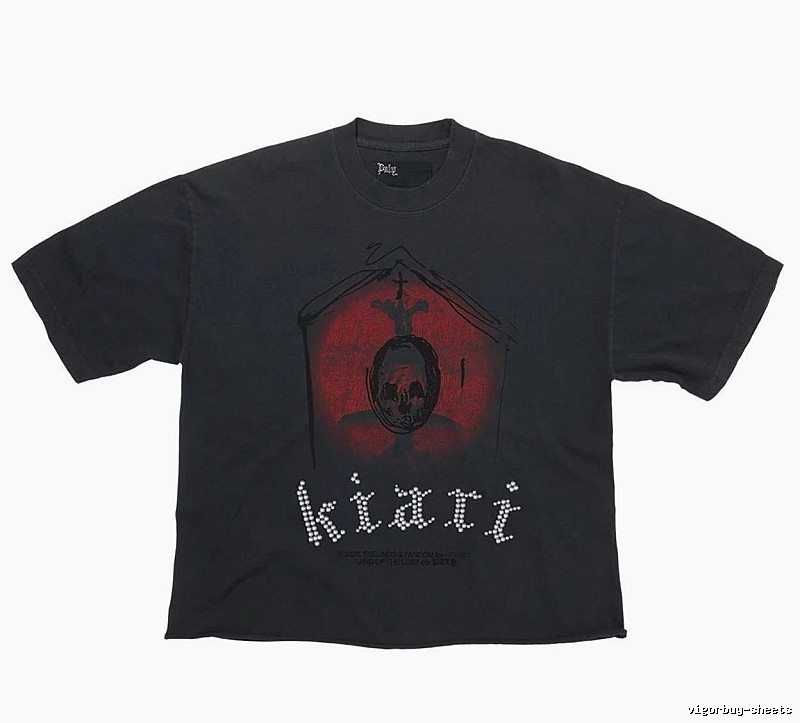 Paly Hollywood Skull Dark Distressed Black T-Shirt