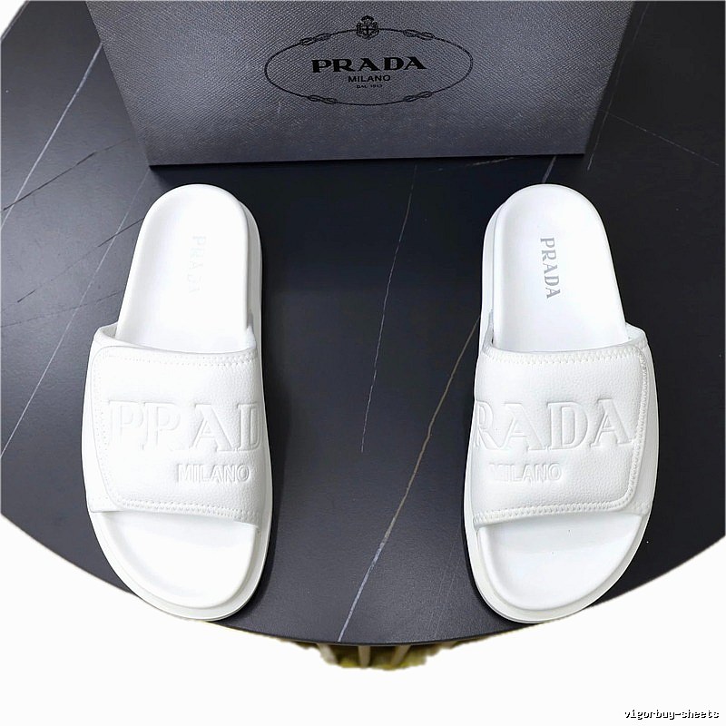 Prada Milan Collection Minimalist Style White Slides