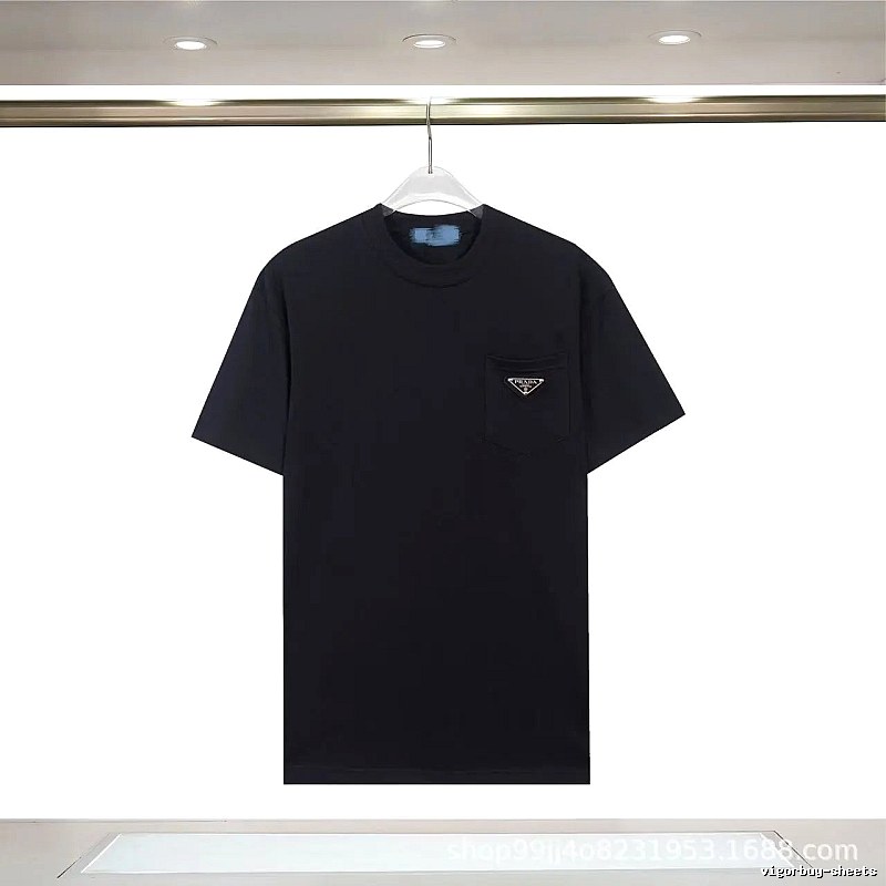 Prada Triangle Logo Minimalist Style Black Short-sleeve T-shirt
