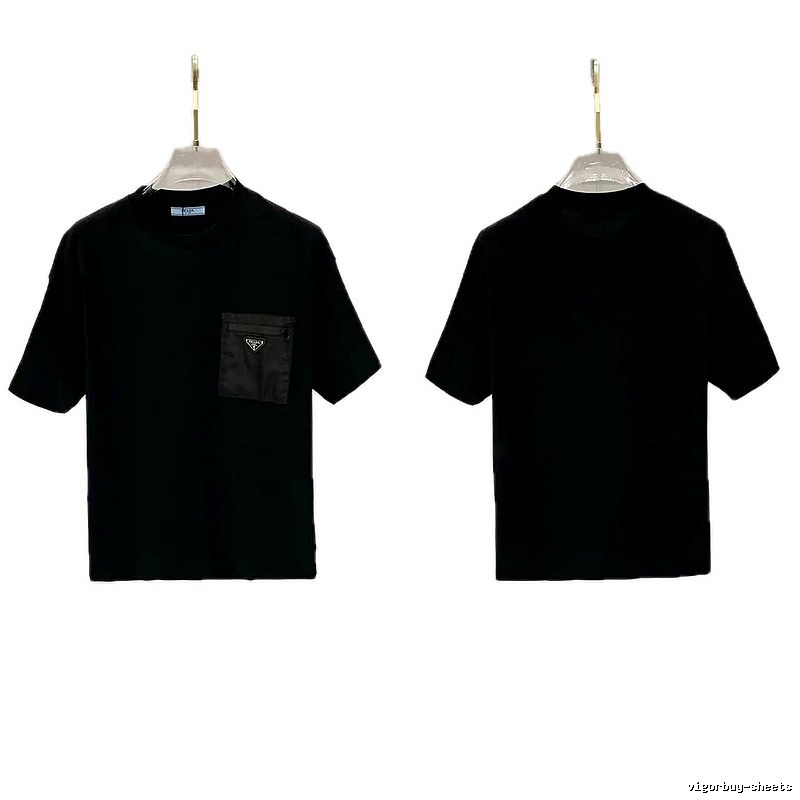 Prada Triangle Logo Minimalist Style Black Short-sleeve T-shirt