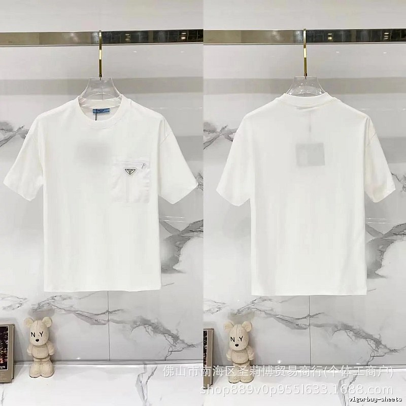 Prada Triangle Logo Minimalist Style White Short-sleeve T-shirt