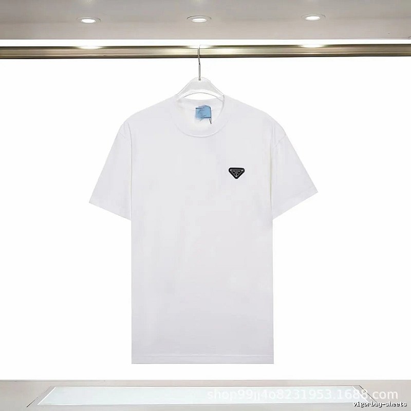 Prada Triangle Logo Minimalist Style White Short-sleeve T-shirt