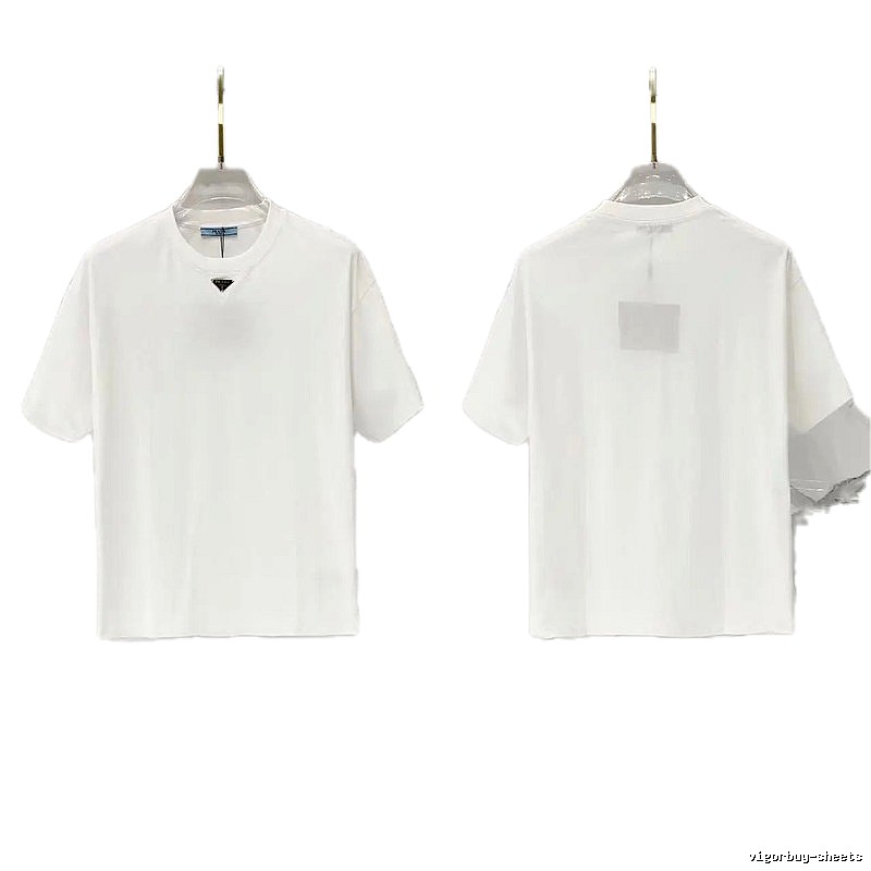 Prada Triangle Logo Minimalist Style White T-Shirt