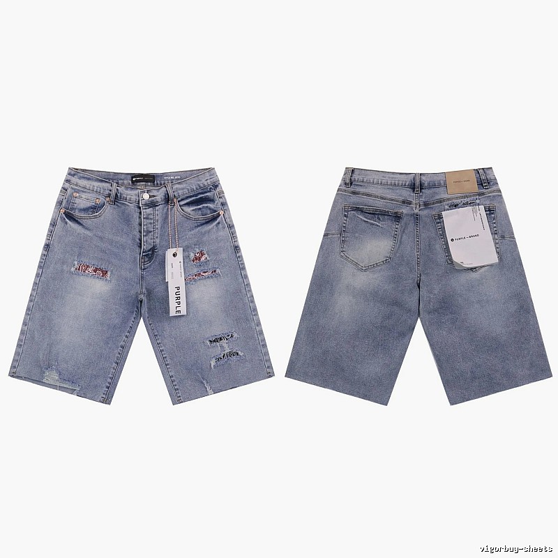 PurpleGodspeed Distressed Light Blue Denim Shorts