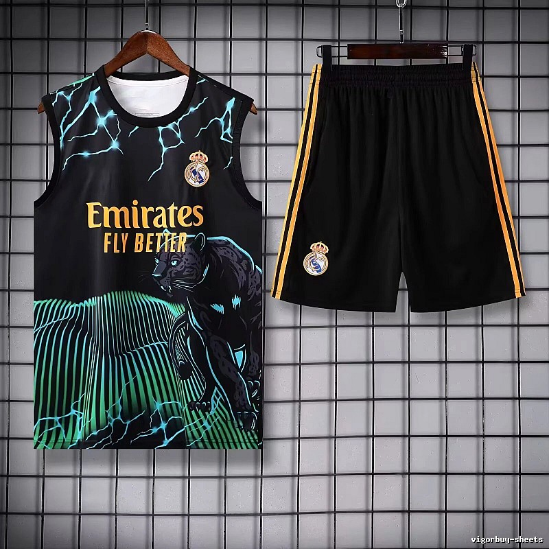 Real Madrid Casual Training jersey set Navy Sleeveless Top for Streetwear Looks