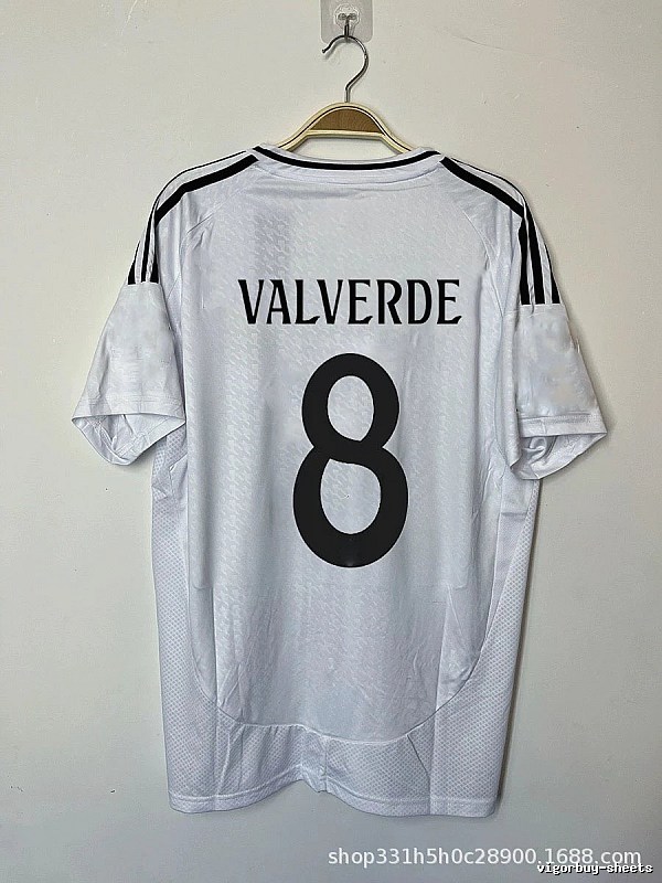 Real Madrid Streetwear Bellingham #5 soccer jersey White Real Madrid with Logo Accent
