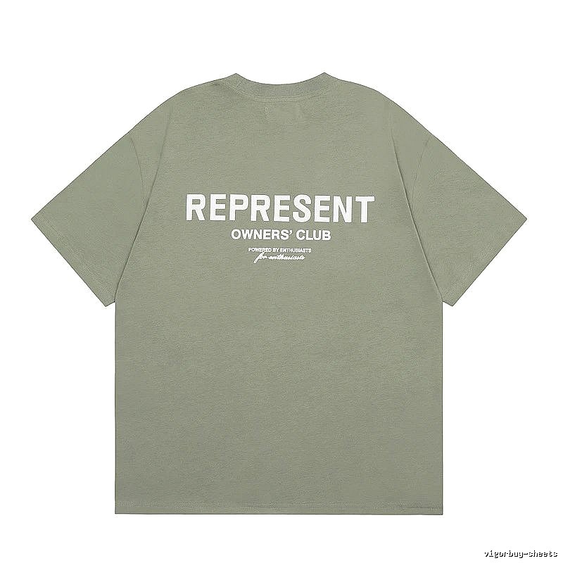 Represent Army Green Style 868 Owners Club T-Shirt Signature Detail Logo