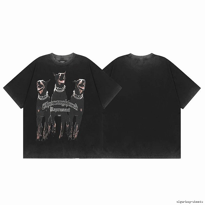 Represent Doberman Print Vintage Style Black Short-sleeve T-shirt