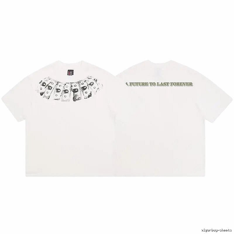 SAINT Dollar Bill Print Street Style White T-Shirt