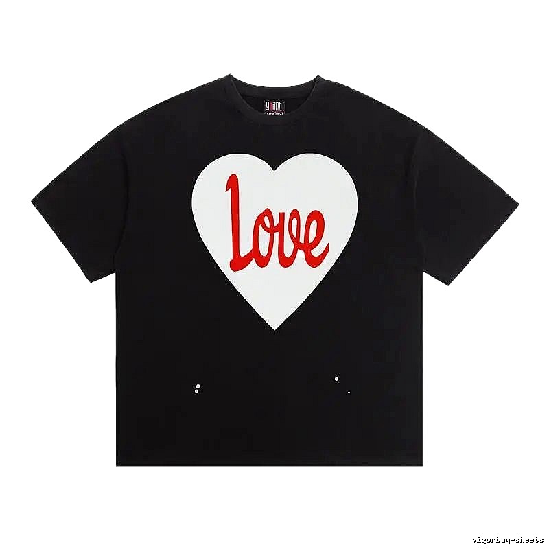 SAINT Heart Print Street Style Black T-Shirt