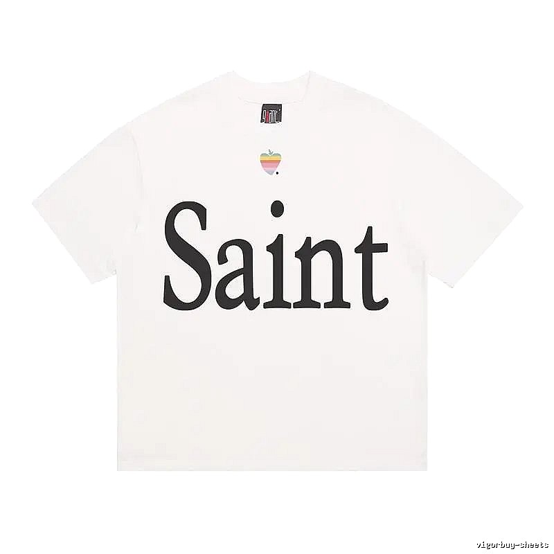 SAINT Letter Print Street Style Off-white T-shirt
