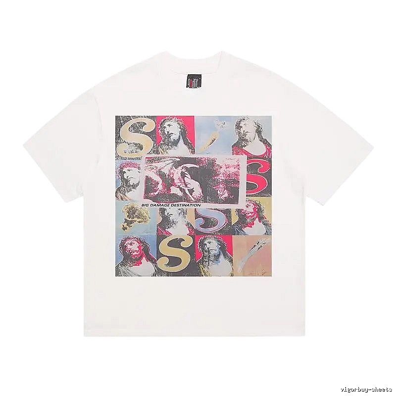 SAINT Religious Print Vintage Style White T-Shirt