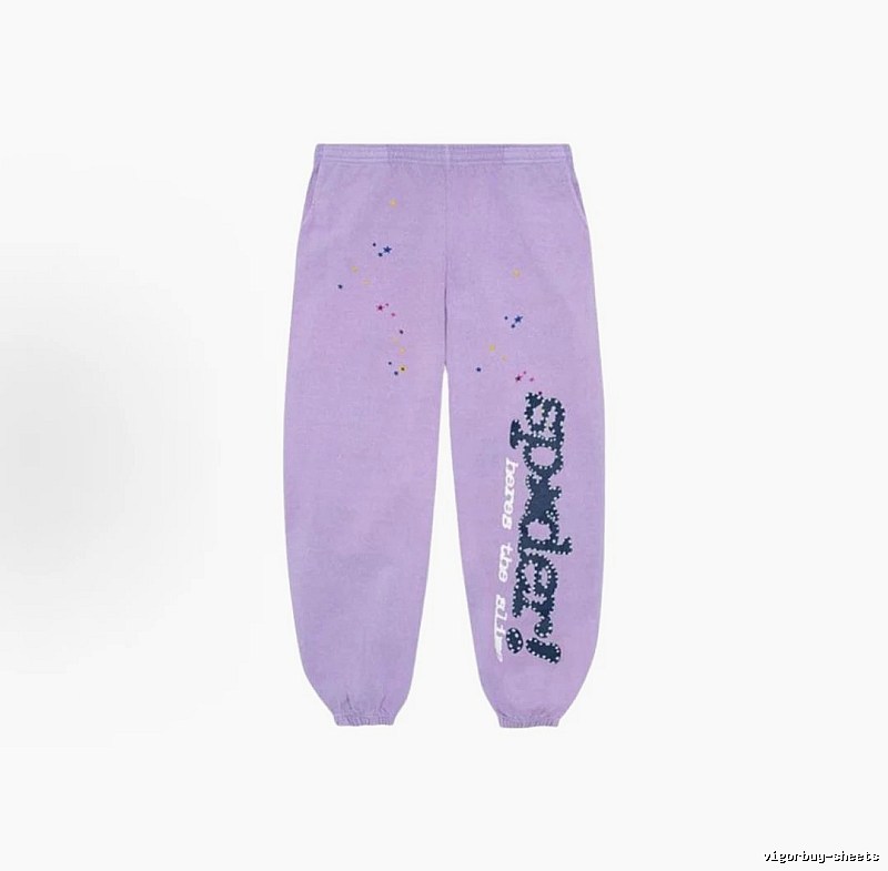 Sp5der Casual Logo Sweatpants - large vertical wordmark and cuffed silhouette