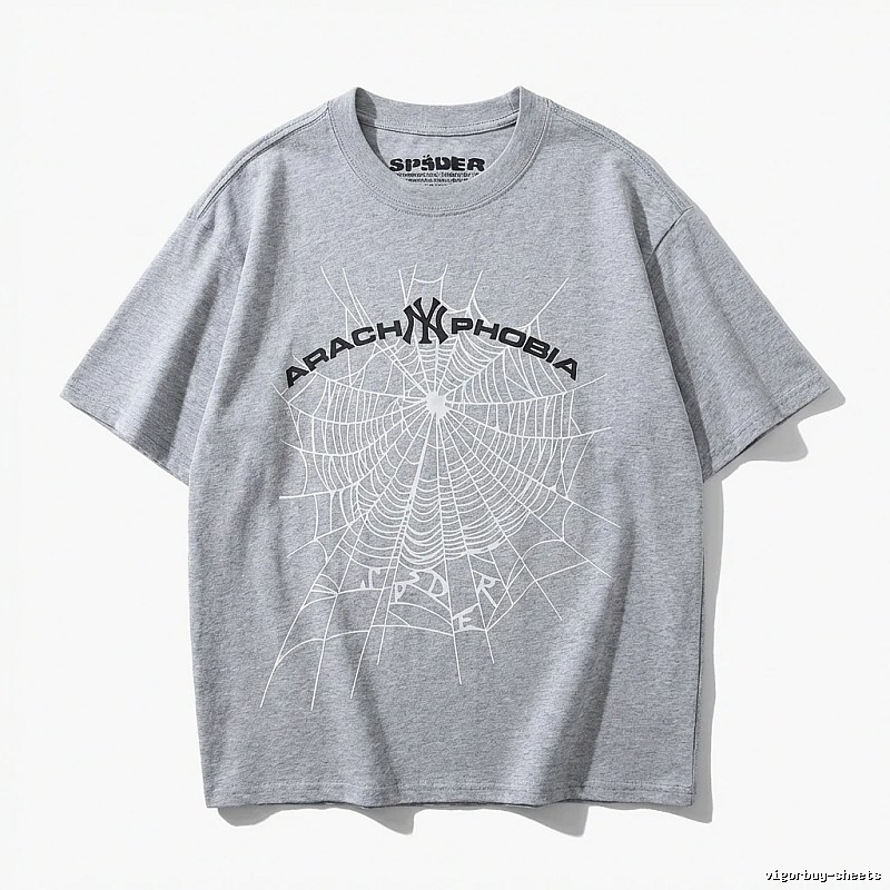 Sp5der Spider Web Trendy Grey T-shirt