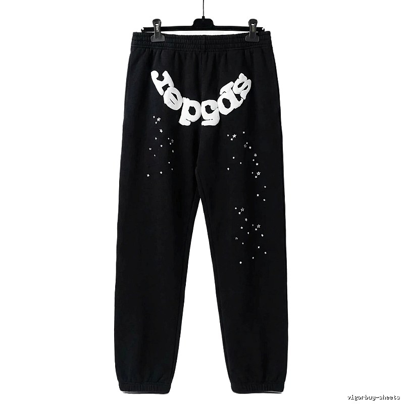 Sp5der Star Print Trendy and Cool Black Pants