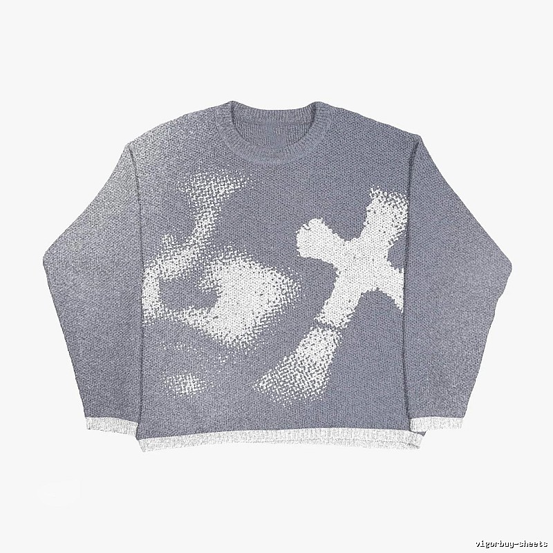 Statement Anime graphic sweater Black Knit Top for Outdoor Plans