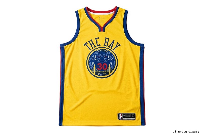 Stephenen Curry's yellow and blue retro-style jersey