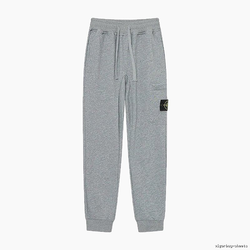 Stone Island Compass Logo Casual Light Grey Cuffed Sweatpants
