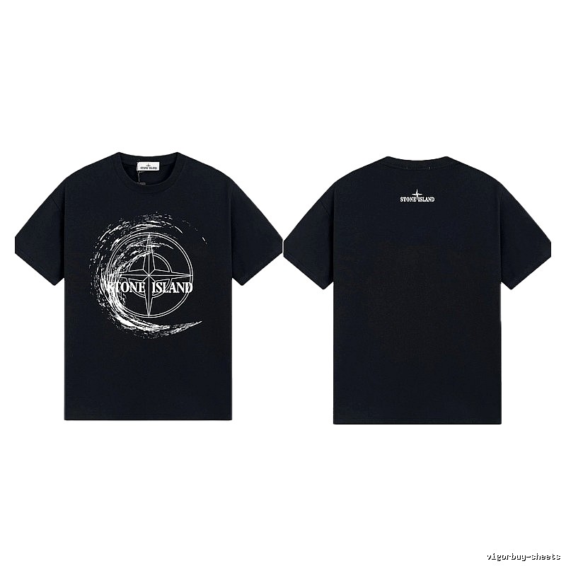Stone Island Compass Print Street Style Black T-Shirt