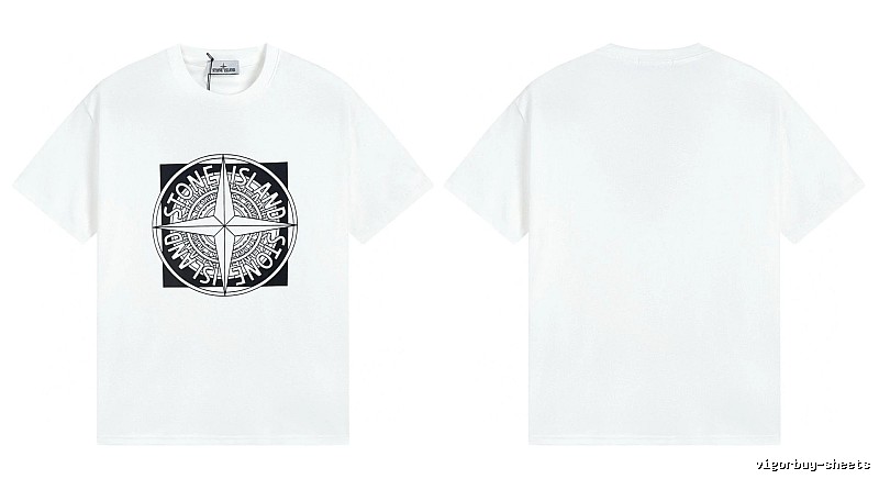 Stone Island Compass Print Street Style White T-Shirt