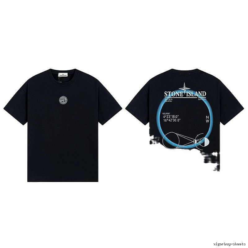Stone Island Eclipse Collection Techwear Style Black Short-sleeve T-shirt