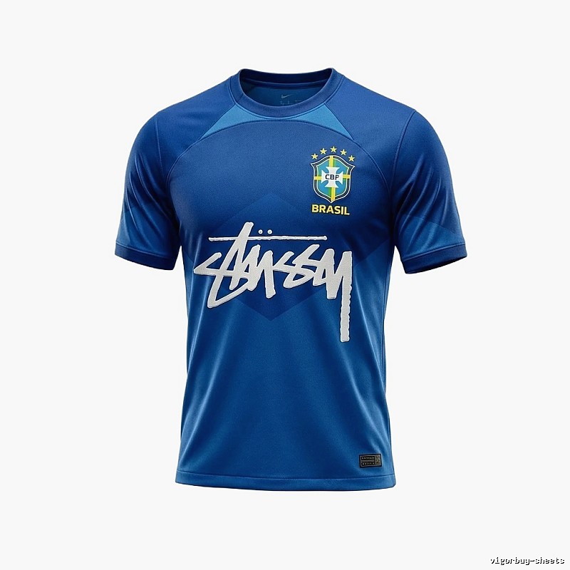 Stussy Brazil Co-branded Blue T-shirt