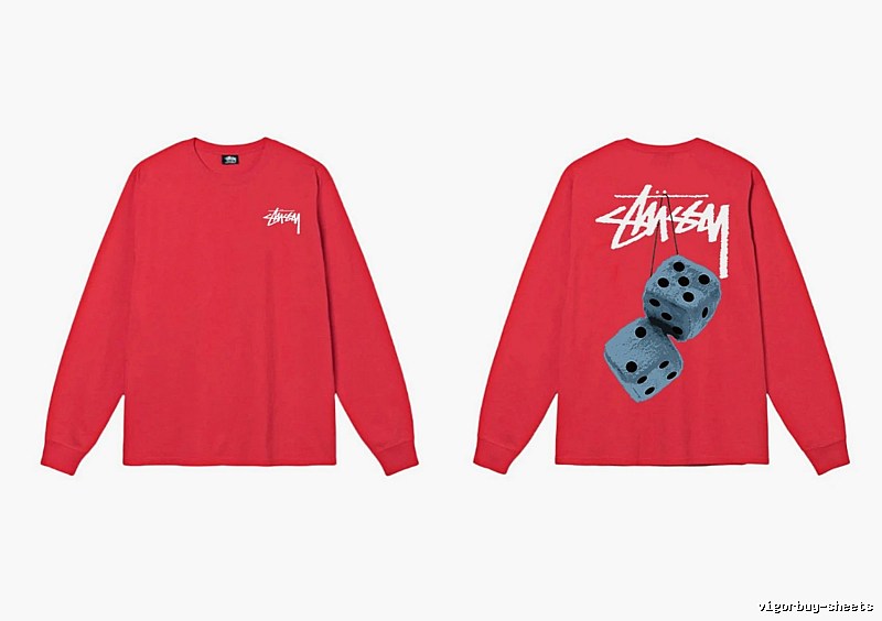 Stussy dice pattern red long-sleeved shirt